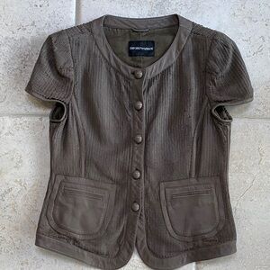 Emporio Armani Taupe Perforated Leather Jacket